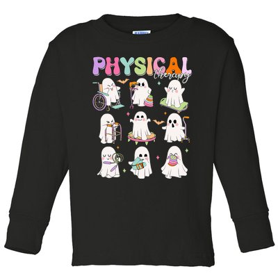 Physical Therapy Halloween Boo Ghost Spooky Season Toddler Long Sleeve Shirt