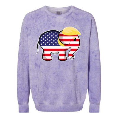 Pro Trump Hair Elephant Red White Blue Flag Republican Colorblast Crewneck Sweatshirt