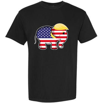 Pro Trump Hair Elephant Red White Blue Flag Republican Garment-Dyed Heavyweight T-Shirt