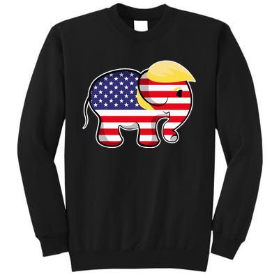 Pro Trump Hair Elephant Red White Blue Flag Republican Sweatshirt