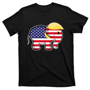 Pro Trump Hair Elephant Red White Blue Flag Republican T-Shirt