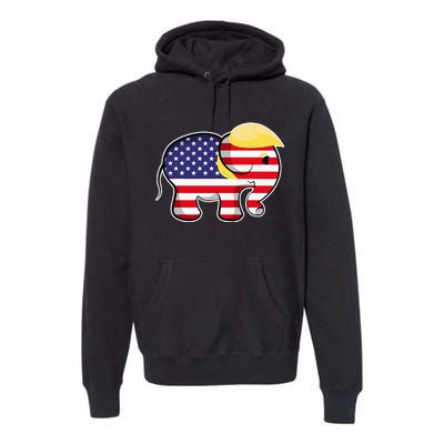 Pro Trump Hair Elephant Red White Blue Flag Republican Premium Hoodie