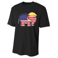 Pro Trump Hair Elephant Red White Blue Flag Republican Performance Sprint T-Shirt