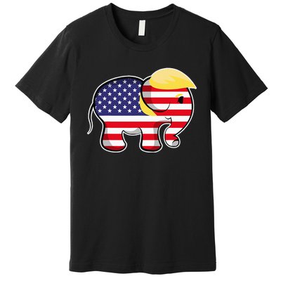 Pro Trump Hair Elephant Red White Blue Flag Republican Premium T-Shirt