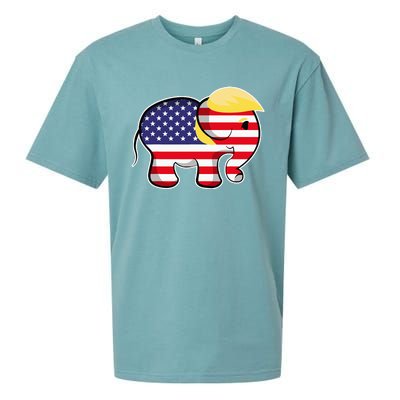 Pro Trump Hair Elephant Red White Blue Flag Republican Sueded Cloud Jersey T-Shirt