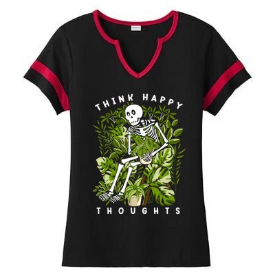 Plant Think Happy Thoughts Ladies Halftime Notch Neck Tee