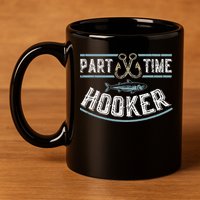 Part Time Hooker Fishing 11oz C Handle Ceramic Mug