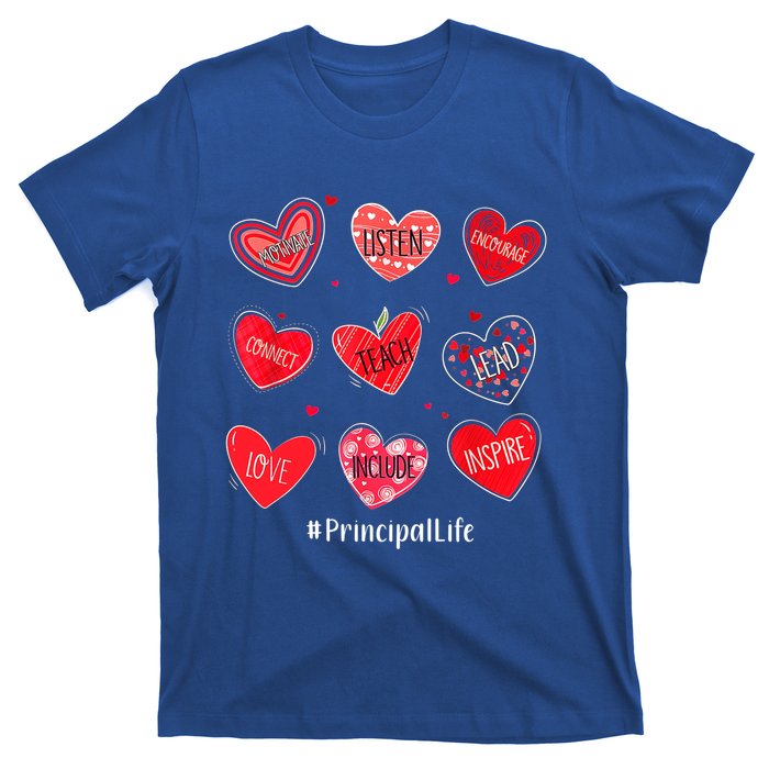 Principal Teacher Hearts Valentine Valentines Day Quote Cool Gift T-Shirt