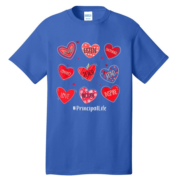 Principal Teacher Hearts Valentine Valentines Day Quote Cool Gift Tall T-Shirt