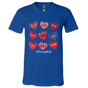 Principal Teacher Hearts Valentine Valentines Day Quote Cool Gift V-Neck T-Shirt