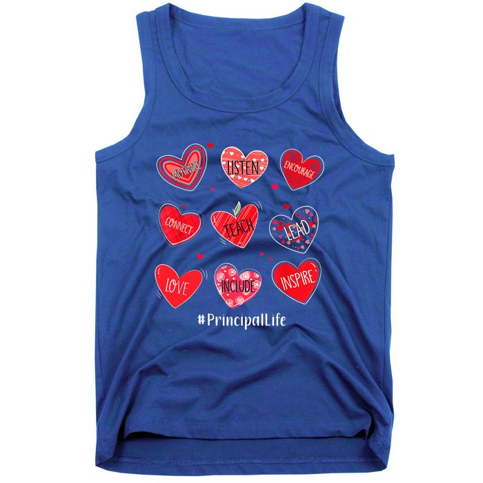 Principal Teacher Hearts Valentine Valentines Day Quote Cool Gift Tank Top