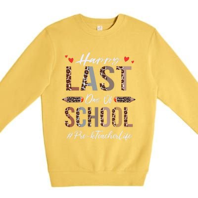 Prek Teacher Happy Last Day Of School Summer Funny Leopard Premium Crewneck Sweatshirt