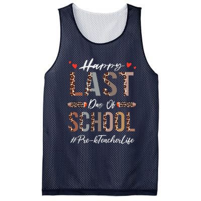 Prek Teacher Happy Last Day Of School Summer Funny Leopard Mesh Reversible Basketball Jersey Tank