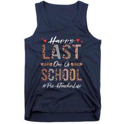 Prek Teacher Happy Last Day Of School Summer Funny Leopard Tank Top