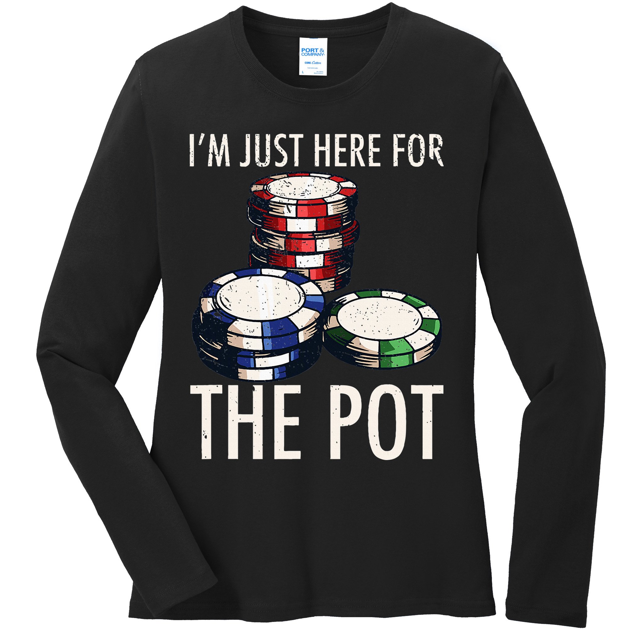 Poker Texas Hold'em Gambling Pot Cards Player Gift Ladies Long Sleeve Shirt