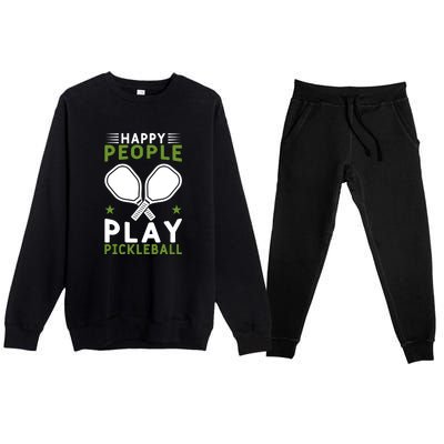 Pickleball Team Happy People Play Pickleball Paddles Sport Gift Premium Crewneck Sweatsuit Set