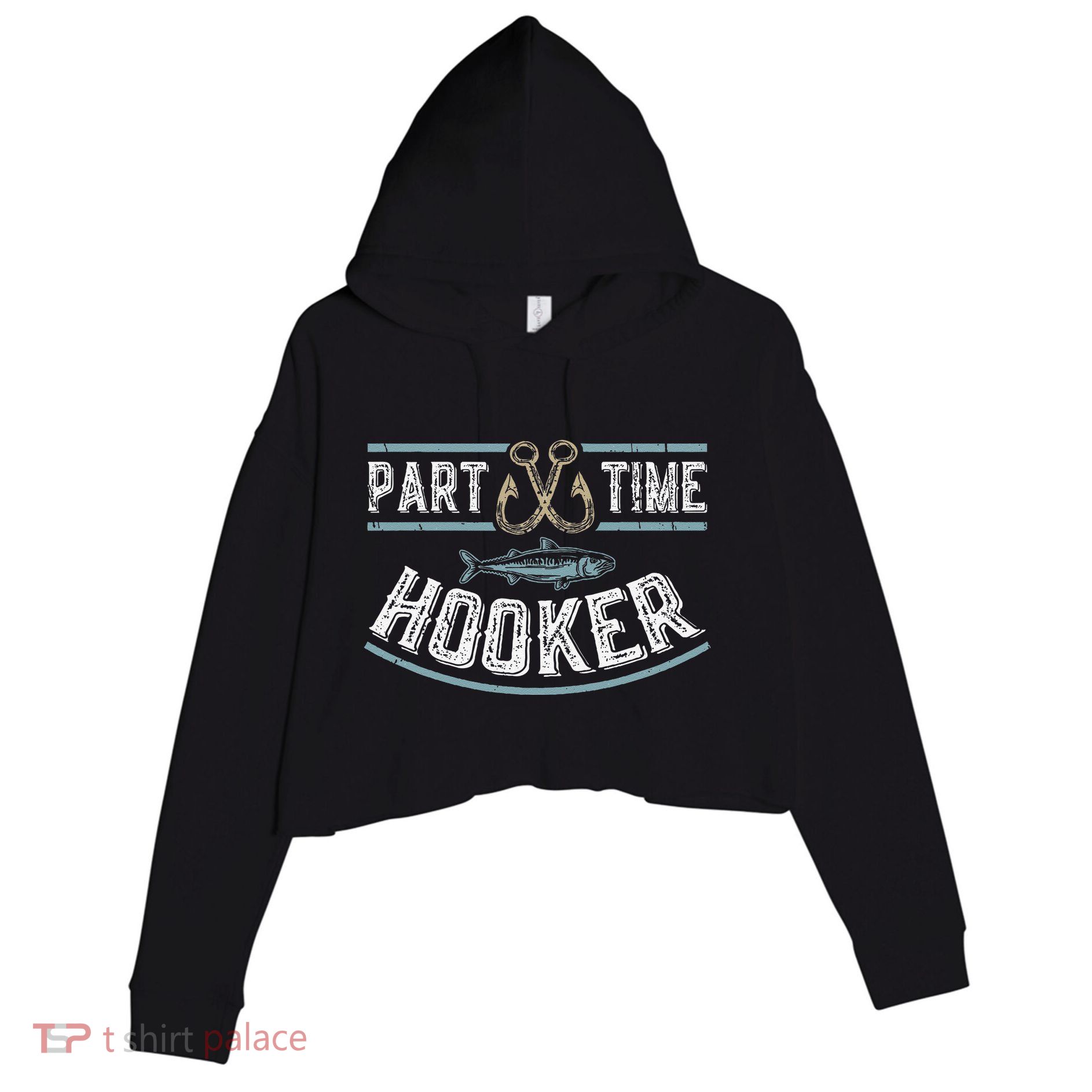 Part Time Hooker Fishing Crop Fleece Hoodie