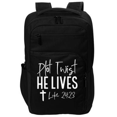 Plot Twist He Lives 2423 Jesus Easter Christian Apparel Impact Tech Backpack