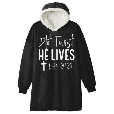 Plot Twist He Lives 2423 Jesus Easter Christian Apparel Hooded Wearable Blanket