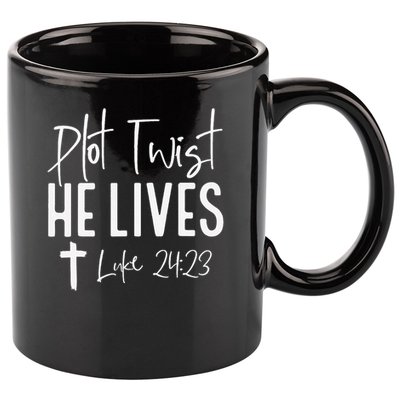 Plot Twist He Lives 2423 Jesus Easter Christian Apparel 11oz C Handle Ceramic Mug