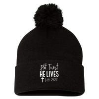 Plot Twist He Lives 2423 Jesus Easter Christian Apparel Pom Pom 12in Knit Beanie