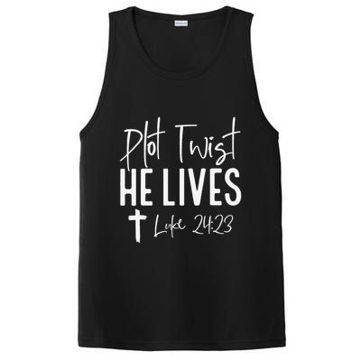 Plot Twist He Lives 2423 Jesus Easter Christian Apparel PosiCharge Competitor Tank