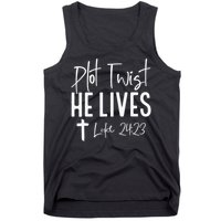 Plot Twist He Lives 2423 Jesus Easter Christian Apparel Tank Top