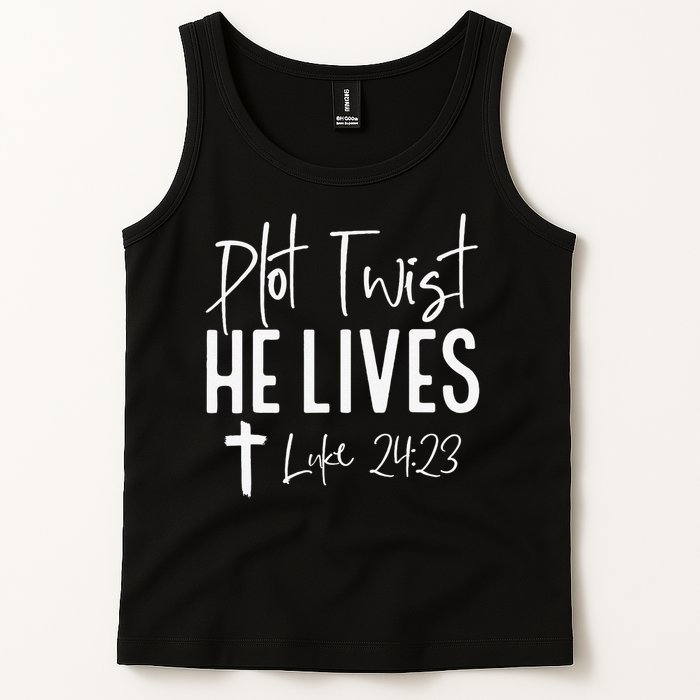 Plot Twist He Lives 2423 Jesus Easter Christian Apparel Tank Top