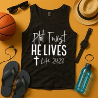 Plot Twist He Lives 2423 Jesus Easter Christian Apparel Tank Top