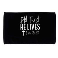 Plot Twist He Lives 2423 Jesus Easter Christian Apparel Microfiber Hand Towel