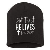 Plot Twist He Lives 2423 Jesus Easter Christian Apparel Short Acrylic Beanie