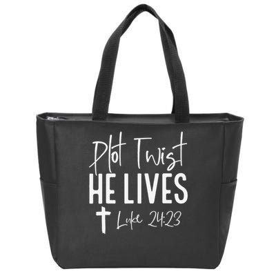Plot Twist He Lives 2423 Jesus Easter Christian Apparel Zip Tote Bag