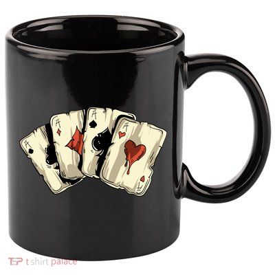 Poker Texas HoldEm Gambling Casino 4 Aces Poker 11oz C Handle Ceramic Mug