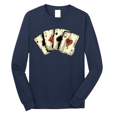 Poker Texas HoldEm Gambling Casino 4 Aces Poker Long Sleeve Shirt