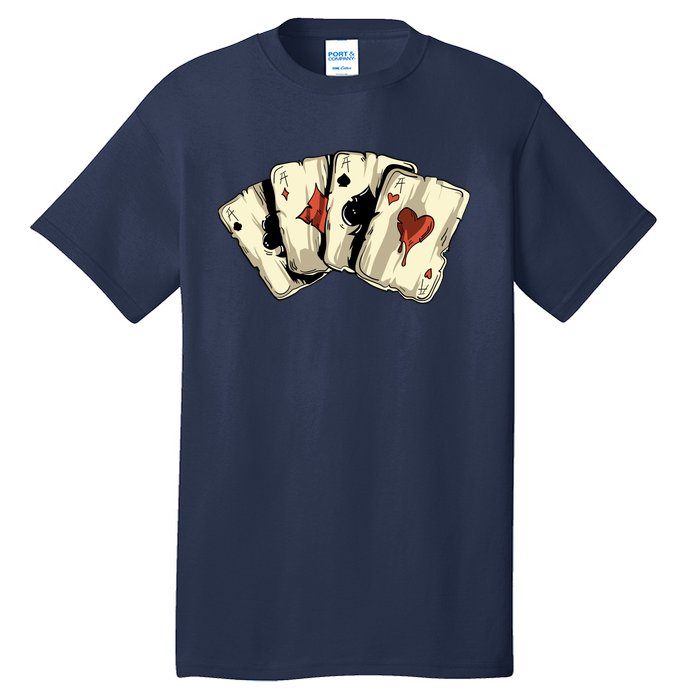 Poker Texas HoldEm Gambling Casino 4 Aces Poker Tall T-Shirt