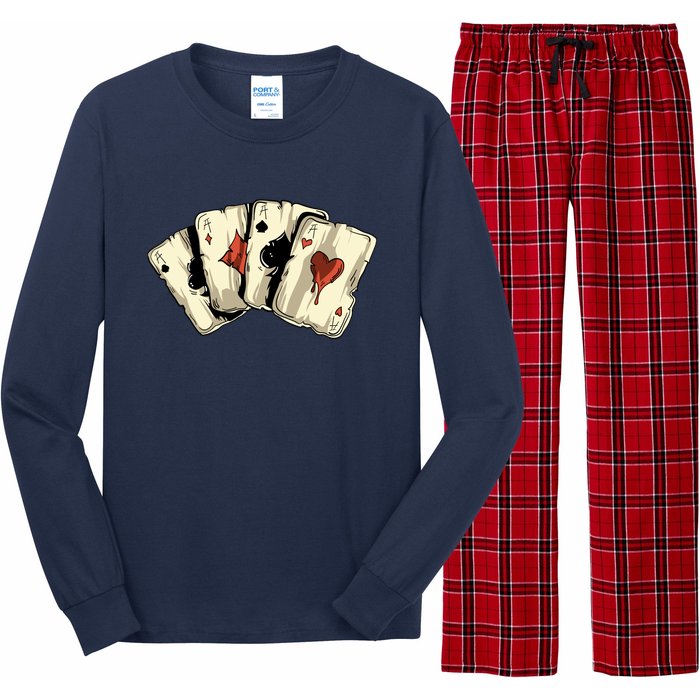 Poker Texas HoldEm Gambling Casino 4 Aces Poker Long Sleeve Pajama Set