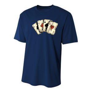 Poker Texas HoldEm Gambling Casino 4 Aces Poker Youth Performance Sprint T-Shirt