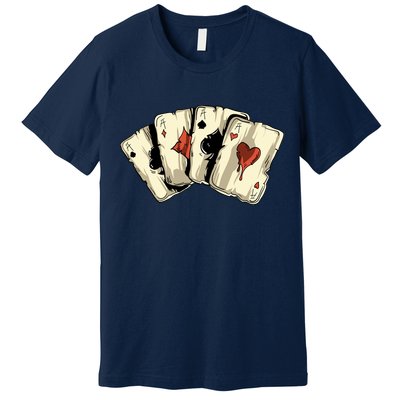 Poker Texas HoldEm Gambling Casino 4 Aces Poker Premium T-Shirt