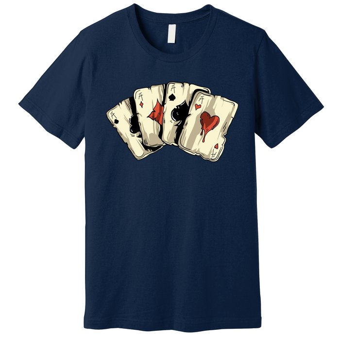 Poker Texas HoldEm Gambling Casino 4 Aces Poker Premium T-Shirt