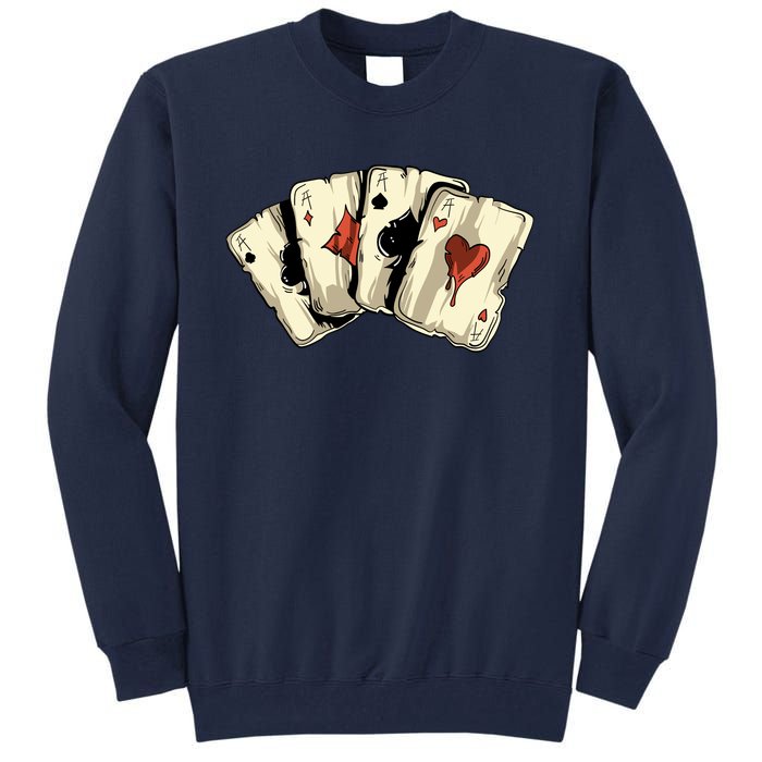 Poker Texas HoldEm Gambling Casino 4 Aces Poker Tall Sweatshirt