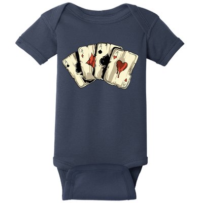 Poker Texas HoldEm Gambling Casino 4 Aces Poker Baby Bodysuit