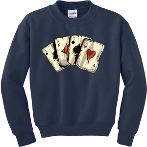 Poker Texas HoldEm Gambling Casino 4 Aces Poker Kids Sweatshirt