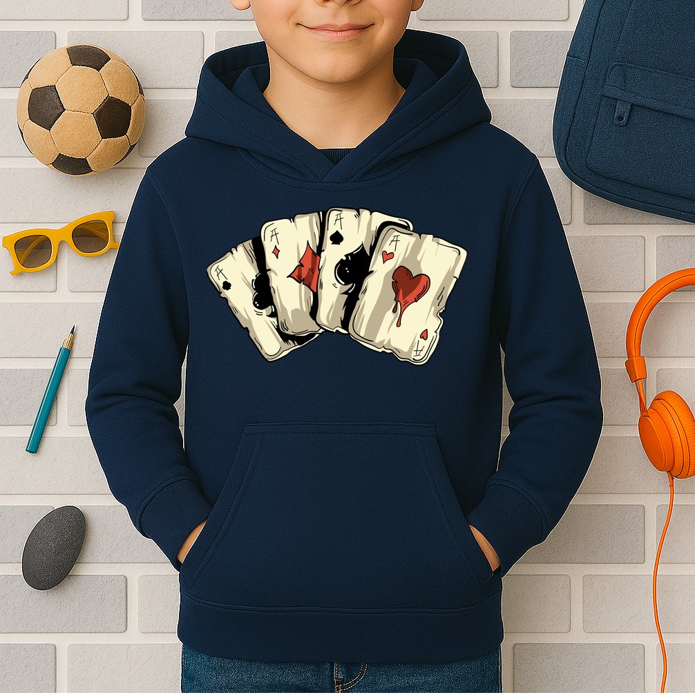 Poker Texas HoldEm Gambling Casino 4 Aces Poker Kids Hoodie