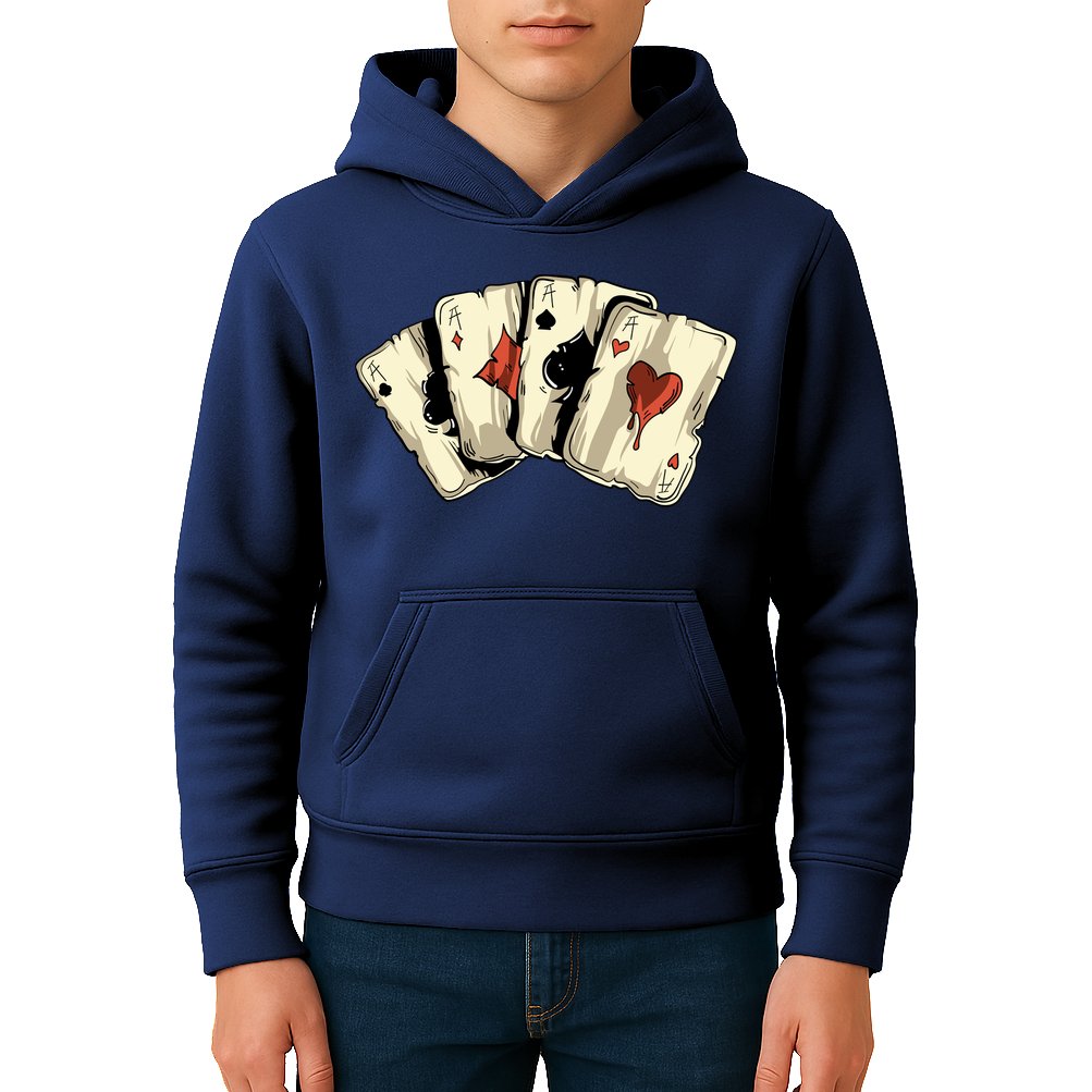 Poker Texas HoldEm Gambling Casino 4 Aces Poker Kids Hoodie