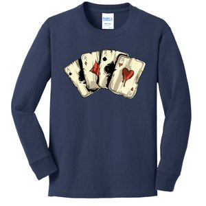 Poker Texas HoldEm Gambling Casino 4 Aces Poker Kids Long Sleeve Shirt