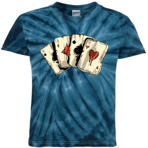 Poker Texas HoldEm Gambling Casino 4 Aces Poker Kids Tie-Dye T-Shirt