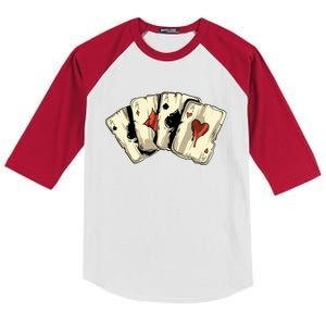 Poker Texas HoldEm Gambling Casino 4 Aces Poker Kids Colorblock Raglan Jersey