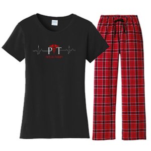 Physical Therapy Heartbeat Gift For Physical Therapist Women's Flannel Pajama Set