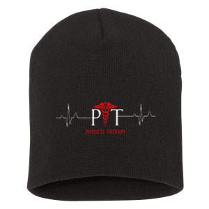 Physical Therapy Heartbeat Gift For Physical Therapist Short Acrylic Beanie