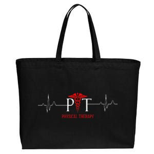 Physical Therapy Heartbeat Gift For Physical Therapist Cotton Canvas Jumbo Tote